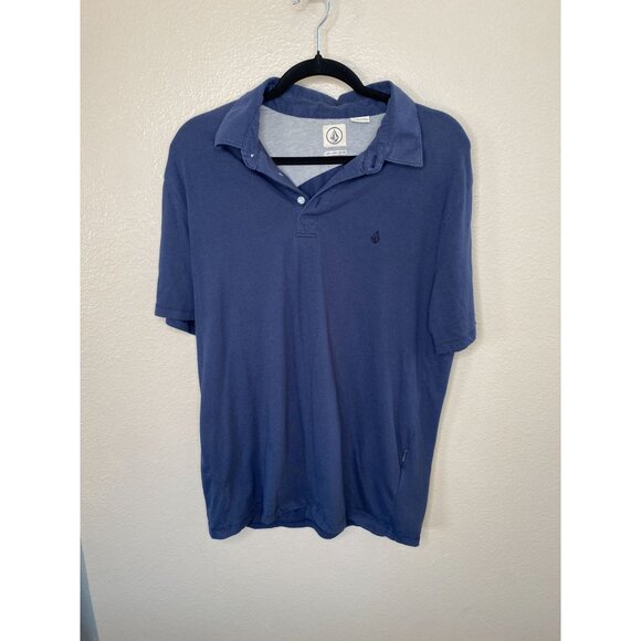 Volcom Mens Blue Polo Shirt L Cotton/Polyester Blend Short Sleeve Casual Wear - Picture 1 of 7